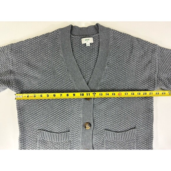 Aerie Long Gray Cotton Varsity Cardigan Sweater Women’s S Oversize Boyfriend - Picture 5 of 8